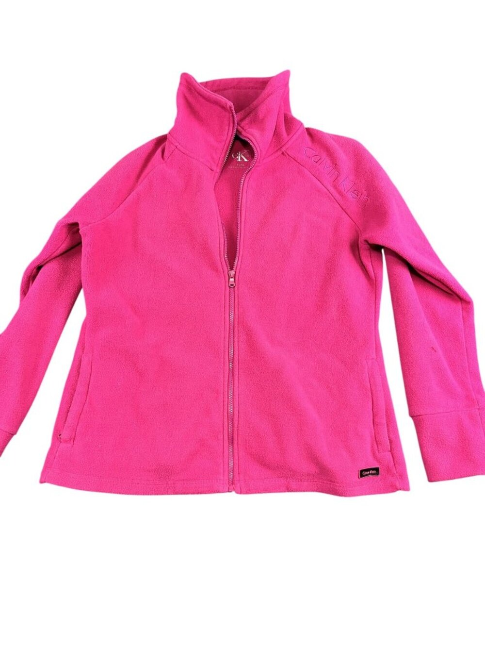 Calvin Klein Womens Pink Full-Zip High-Neck Fleece Jacket XL